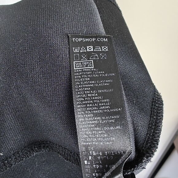 Topshop Petite Black Lace Dress Women's 4P Mini Cut Out Bodycon Stretch - Picture 6 of 9